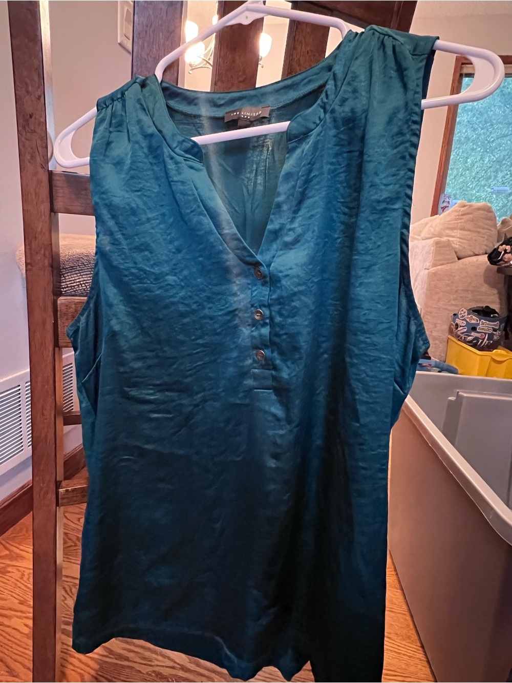 The Limited Teal Sleeveless Button V-Neck Camisole